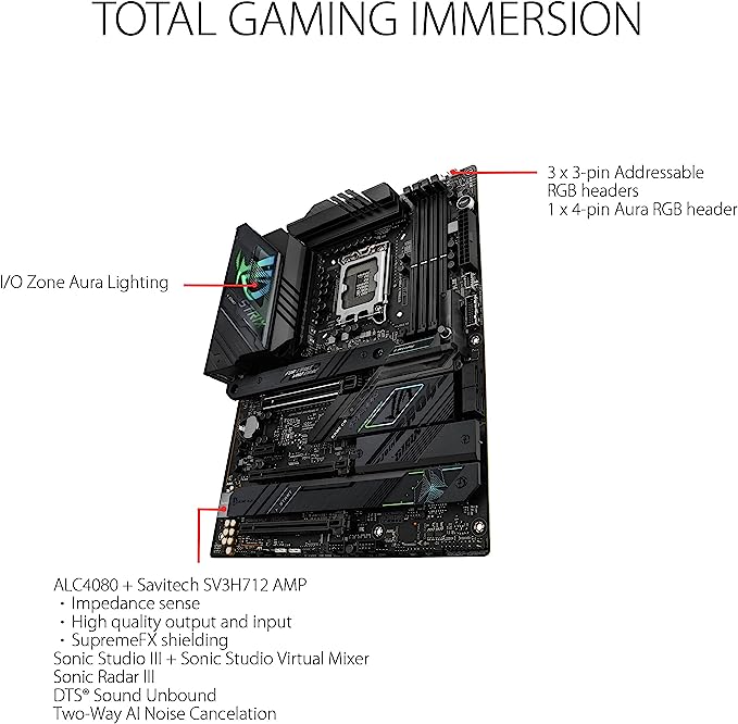 ASUS ROG Strix Z790-F 6E LGA 1700(Intel® 13th&12th Gen) ATX Gaming Motherboard(16 + 1 Power Stages,DDR5,Four M.2 Slots, PCIe® 5.0,WiFi 6E,USB 3.2 Gen 2x2 Type-C® with PD 3.0 up to 30W) ASUS ROG Strix Z790-F 6E LGA 1700(Intel® 13th&12th Gen) ATX Gaming Motherboard(16 + 1 Power Stages,DDR5,Four M.2 Slots, PCIe® 5.0,WiFi 6E,USB 3.2 Gen 2x2 Type-C® with PD 3.0 up to 30W)